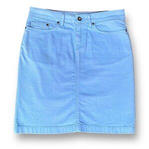 LL Bean Womens Jean Skirt 4P 4 Petite Blue Stretch Denim Preppy Summer Coastal